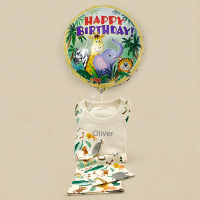 Childrens First Birthday Gift Set Balloon And Personalised Pyjamas