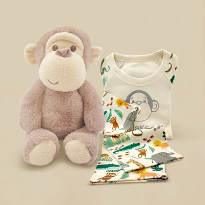 Firt Birthday Gift Soft Toy Monkey And Personalised Jungle Pyjamas