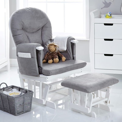Obaby Reclining Glider Chair And Stool Grey