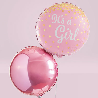 Welcome Baby Girl Balloons with Personalised Bertie Gift