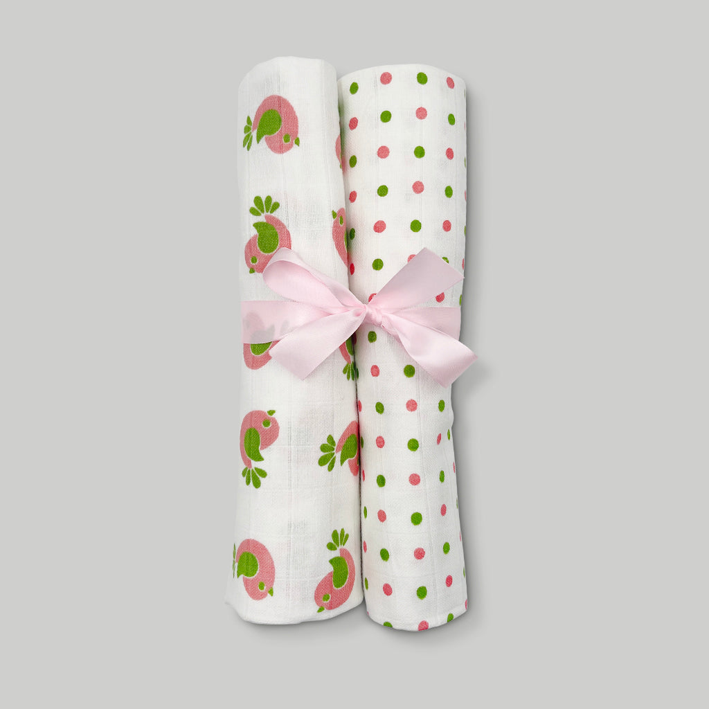 Muslin Swaddles Baby Gift Set, Pink