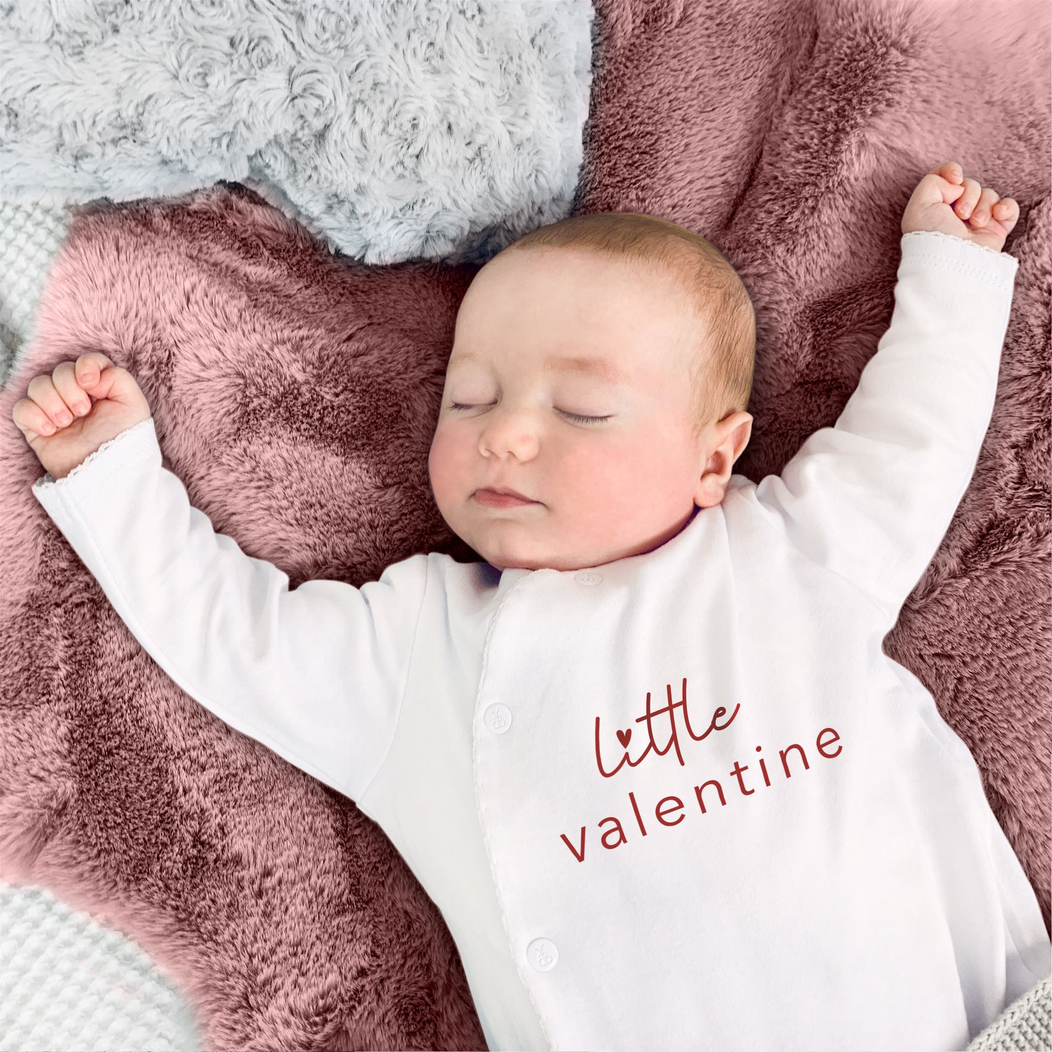 Baby's First Valentine's Day Valentine's Day Baby Sleepsuit