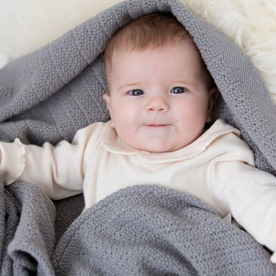 Cellular Cotton Baby Blanket , Grey