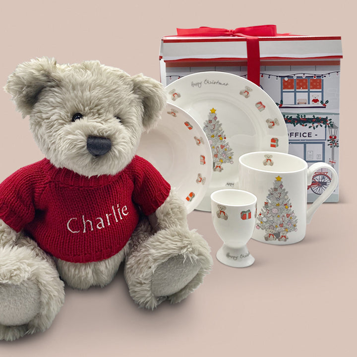 Personalised Berkeley Bear's Christmas Morning Breakfast Set, Red
