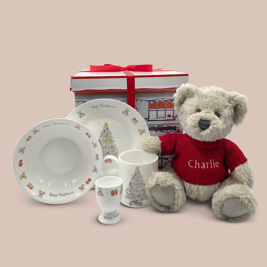Personalised Berkeley Bear's Christmas Morning Breakfast Set, Red