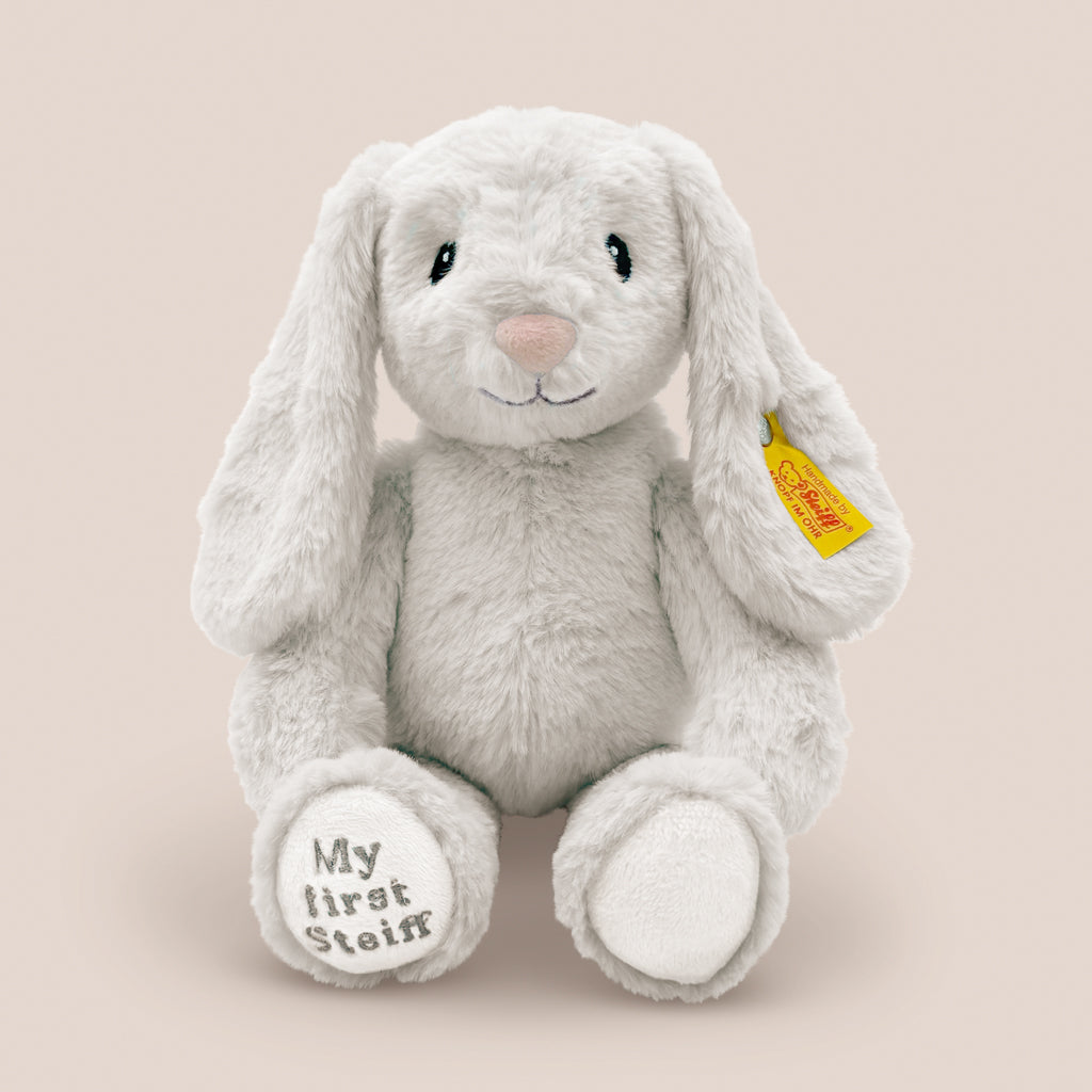 My First Steiff Hoppie Bunny Soft Toy, Grey