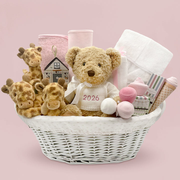 Personalised My First Year Giraffe Hamper, Pink
