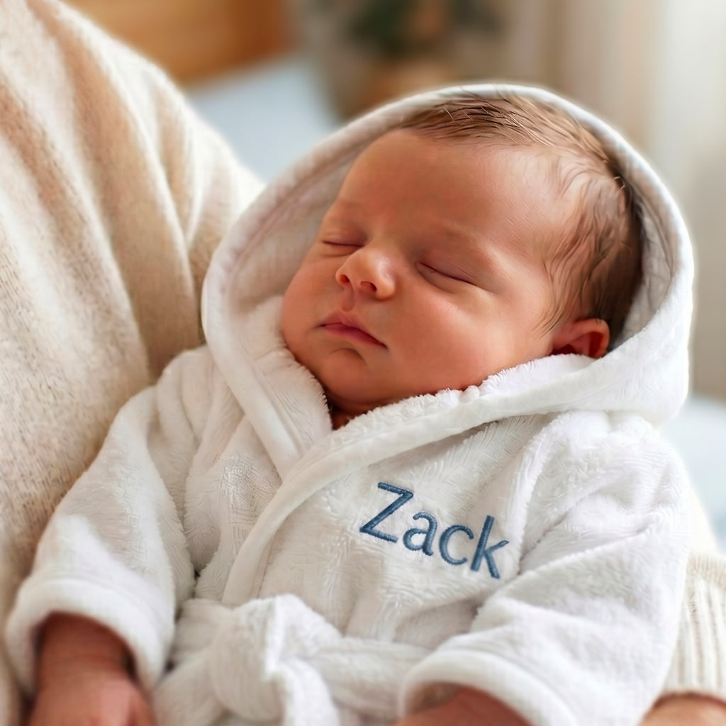 Personalised Bathrobe, Blue 0-12 Months
