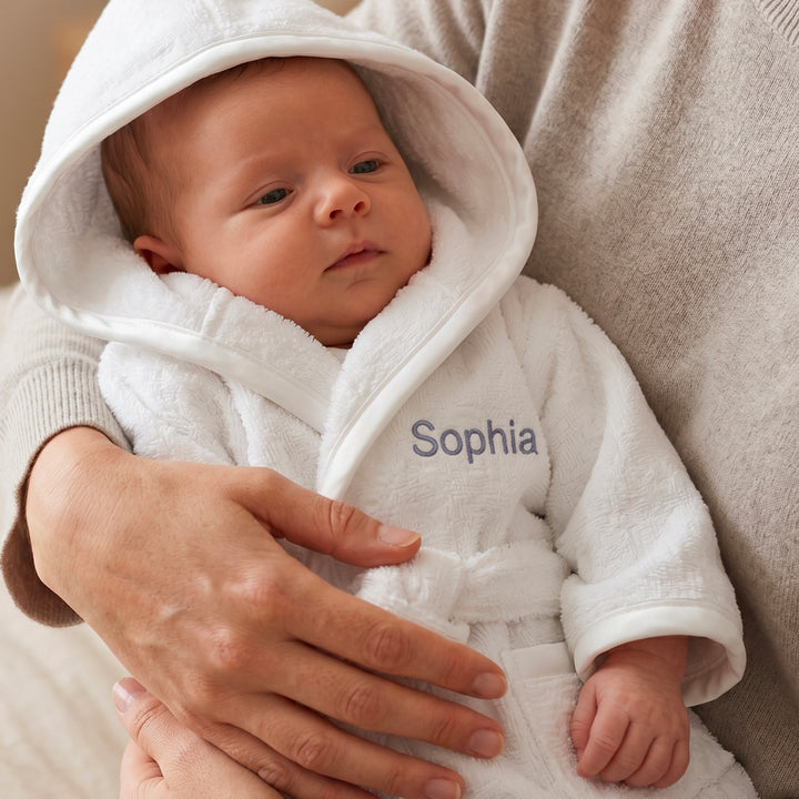 Personalised Bathrobe, Grey 0-12 Months
