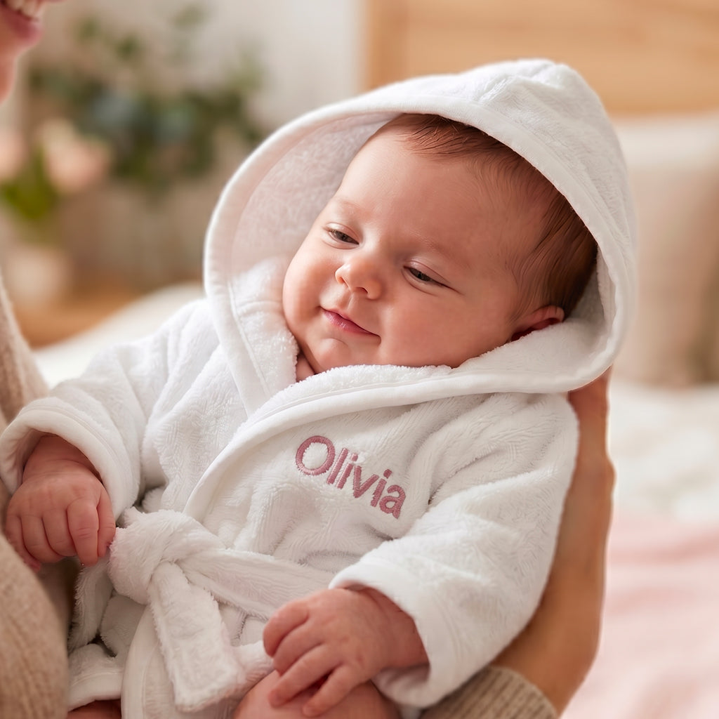 Personalised Bathrobe, Pink - 0-12 Months