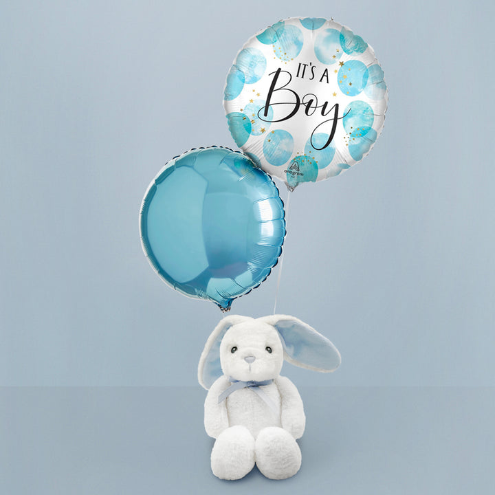 It's A Boy Balloon Duo with Blue Bunny Soft Toy