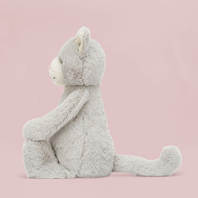 Jellycat Bashful Grey Kitty Soft Toy, Side Profile