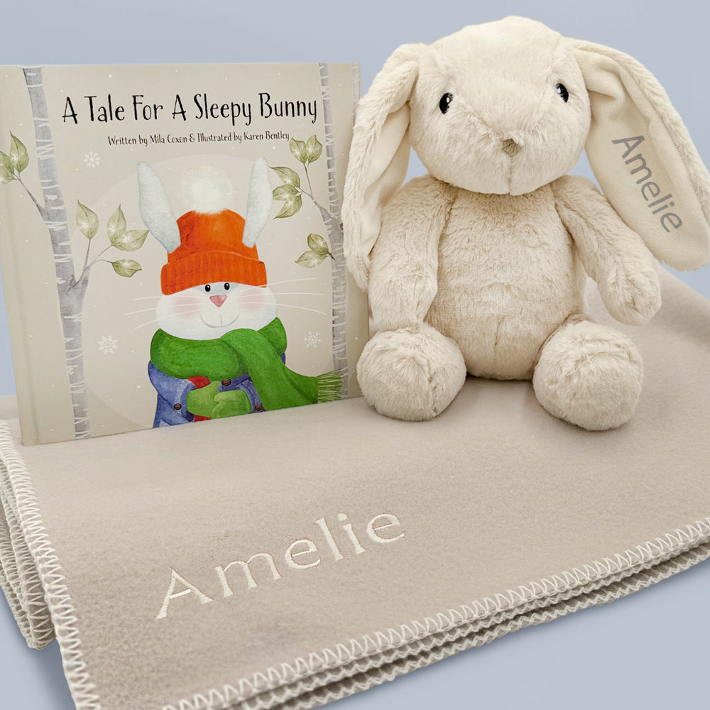 Personalised Bunny Soft Toy and Blanket with Book