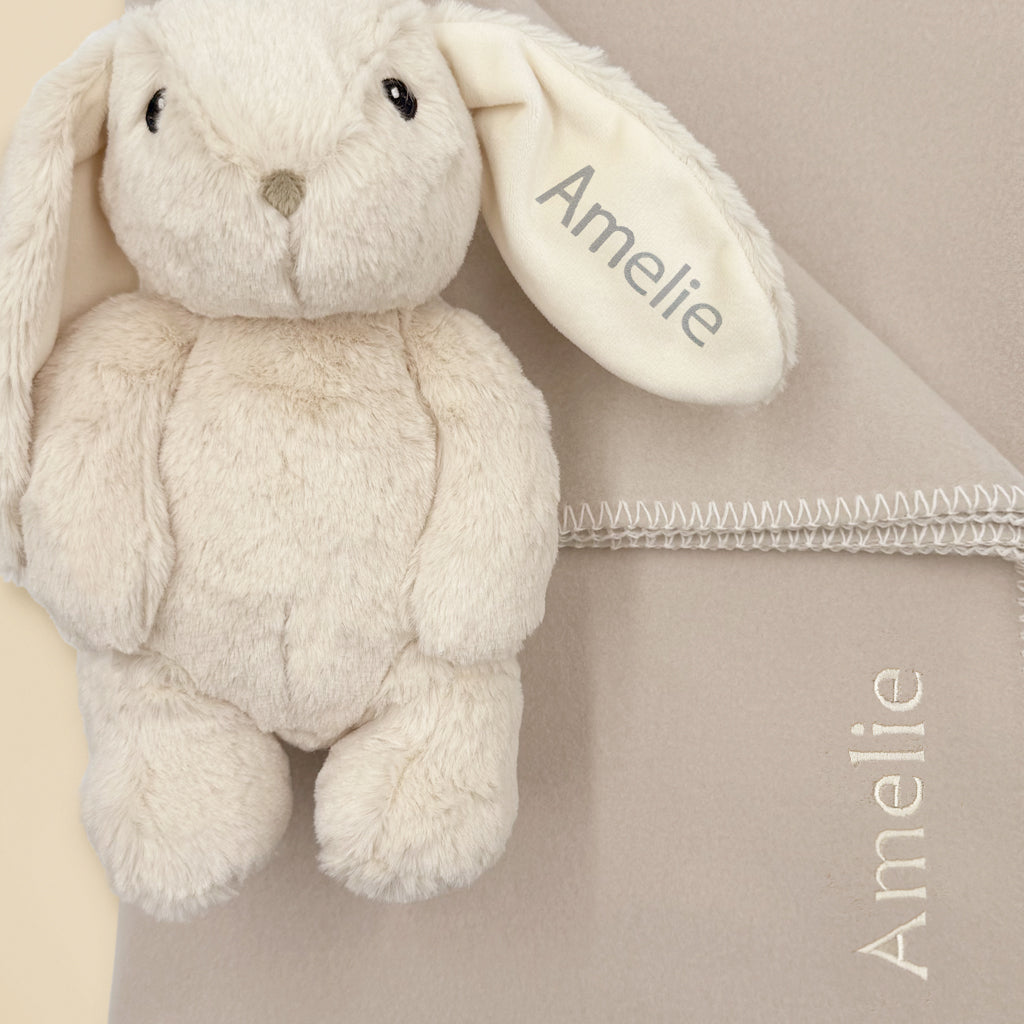 Personalised Bunny Nightlight with Fleece Blanket 