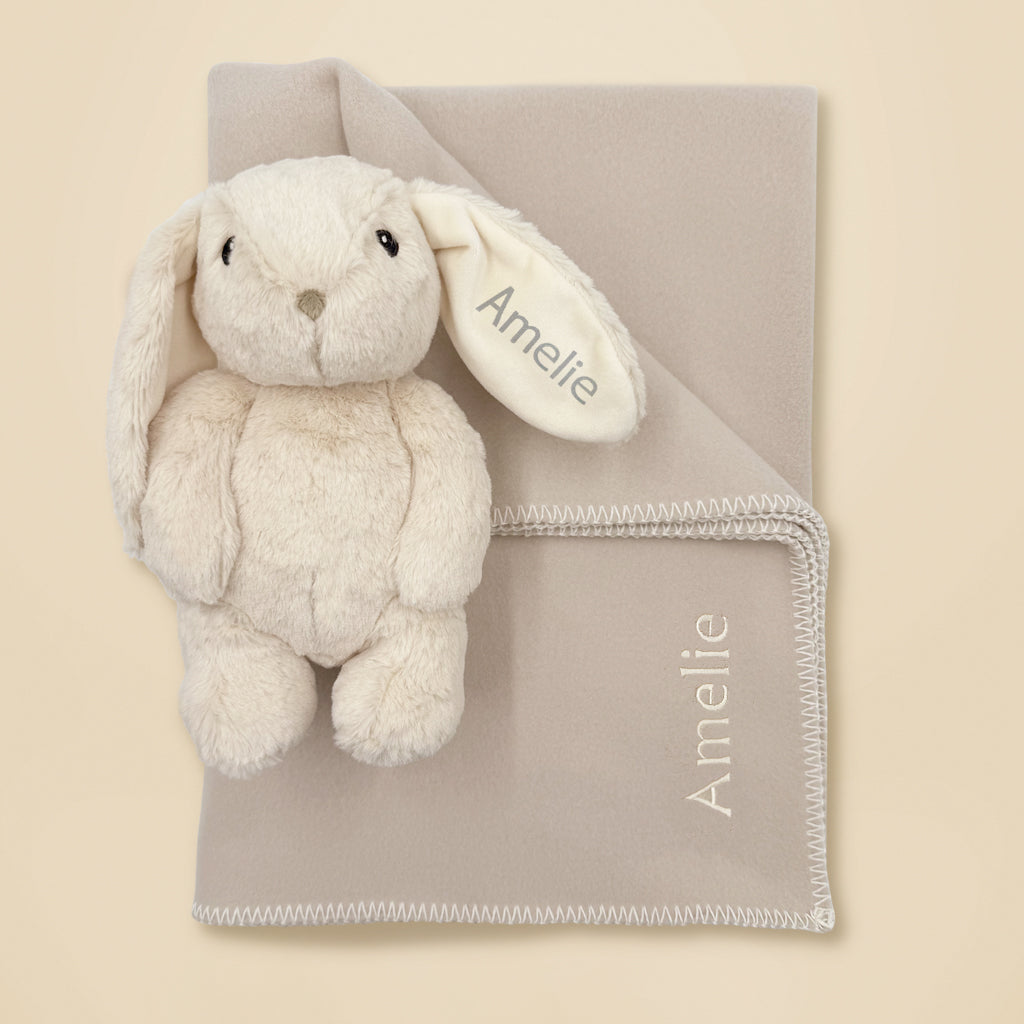 Personalised Bunny Nightlight with Fleece Blanket Gift Set