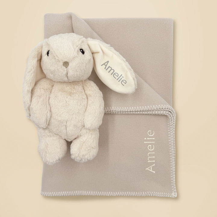 Personalised Bunny Nightlight with Fleece Blanket Gift Set