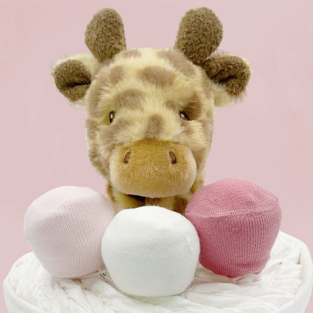 Georgie Giraffe Nappy Cake, Pink