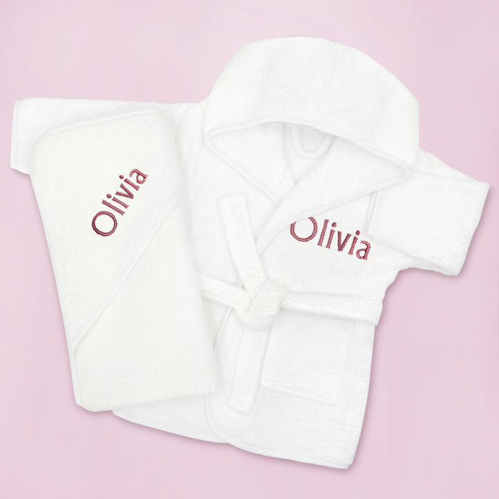 Baby Girl Gift Personalised Bathrobe And Hooded Towel 1-2 Years