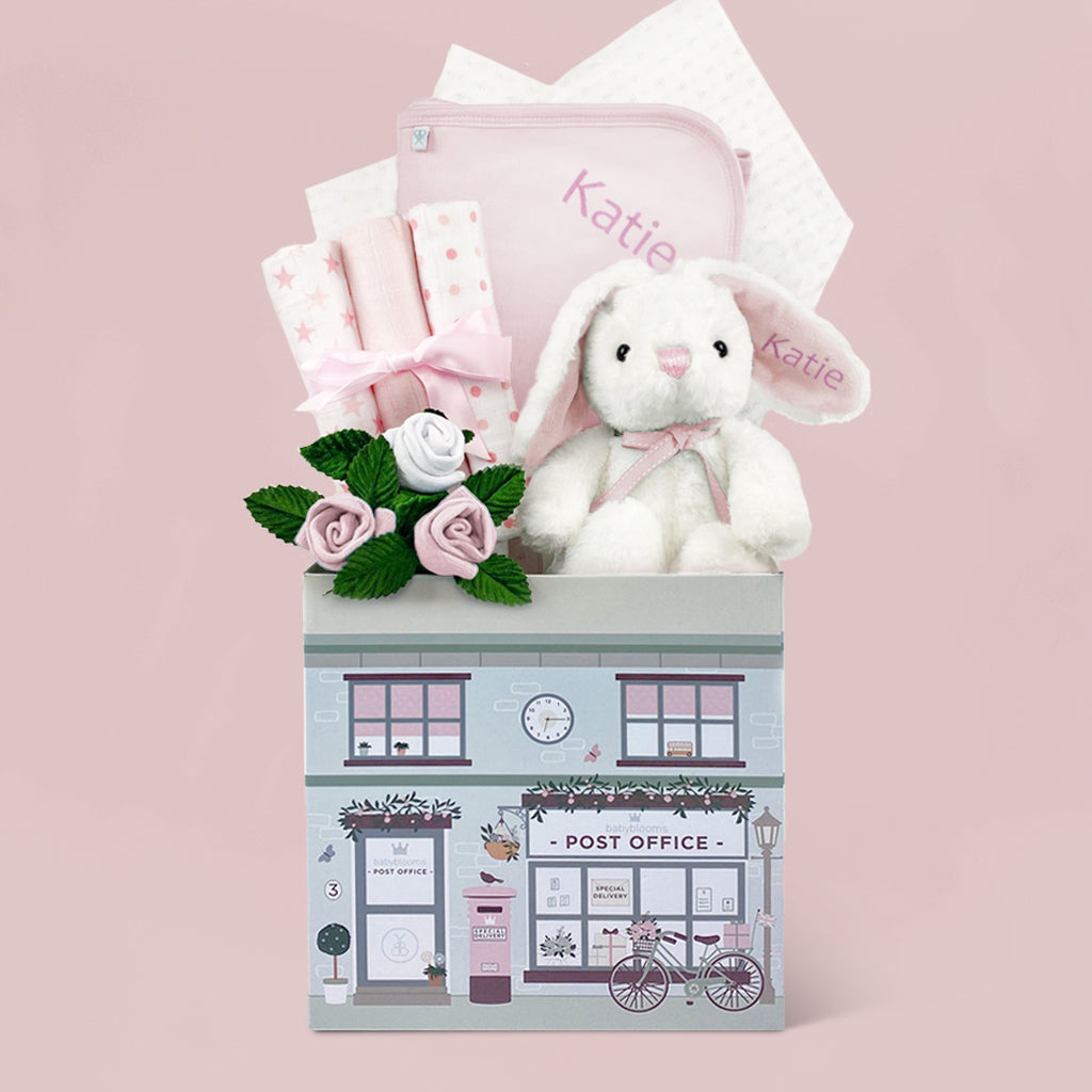 Personalised baby Girl Gift Set with Little Pink Bunny