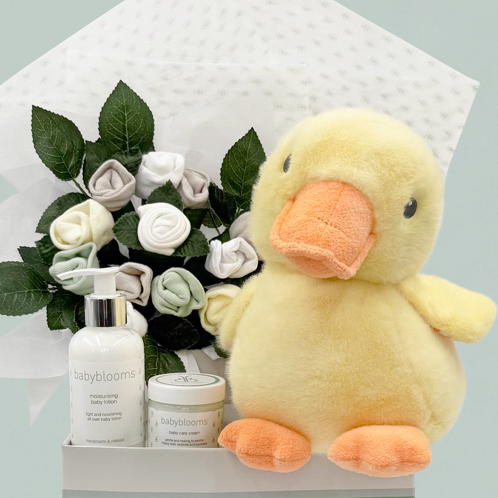 New Baby Gift Hamper with Duck Soft Toy