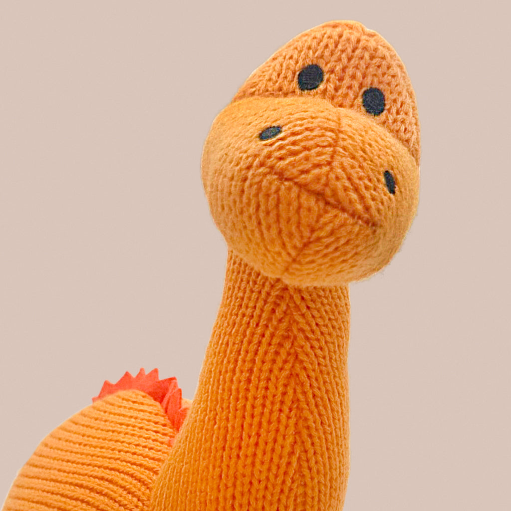 Diplodocus Dinosaur Knitted Soft Toy, Orange