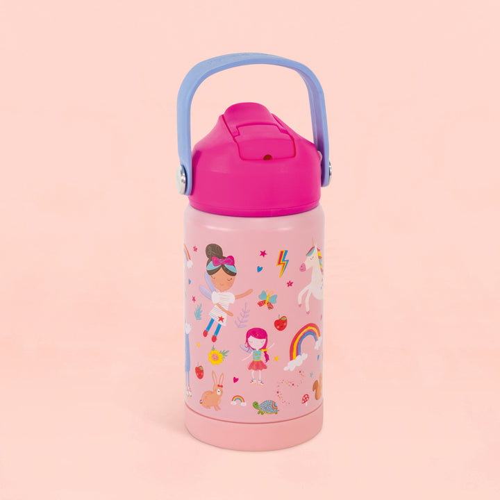 Pink Children's Water Bottle with Fairy Design