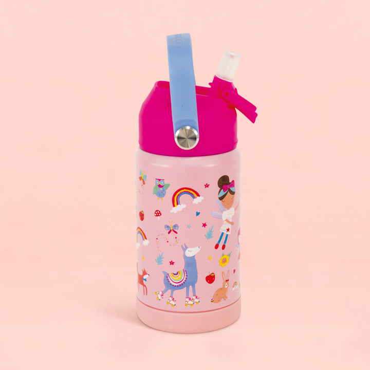 Pink Child's Water Bottle with Fairy Design