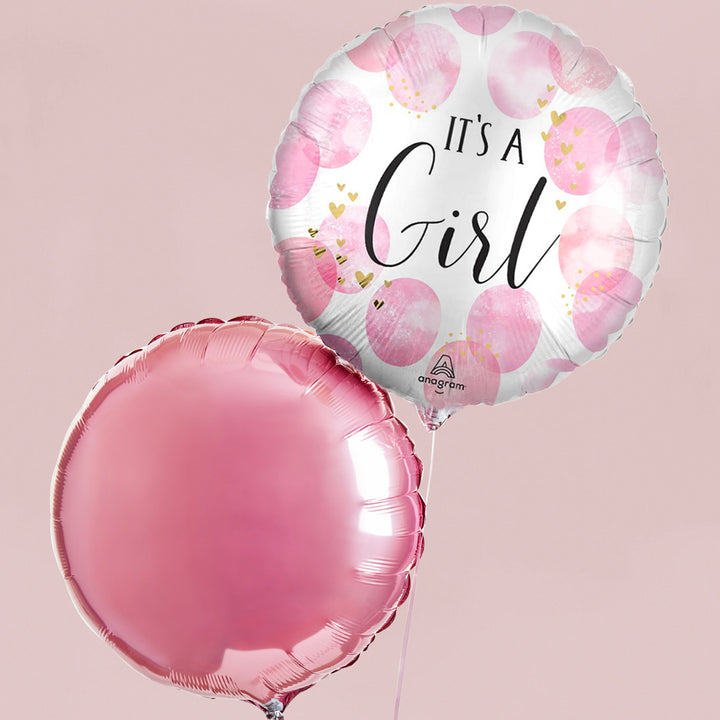 It's A Girl Balloons with Little Pink Bunny Soft Toy
