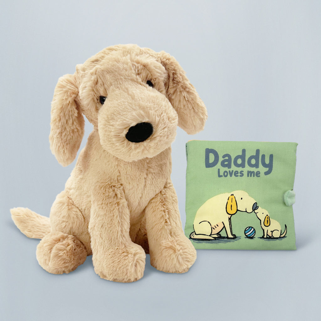 Jellycat Tilly Golden Retriever and Daddy Loves Me Book set