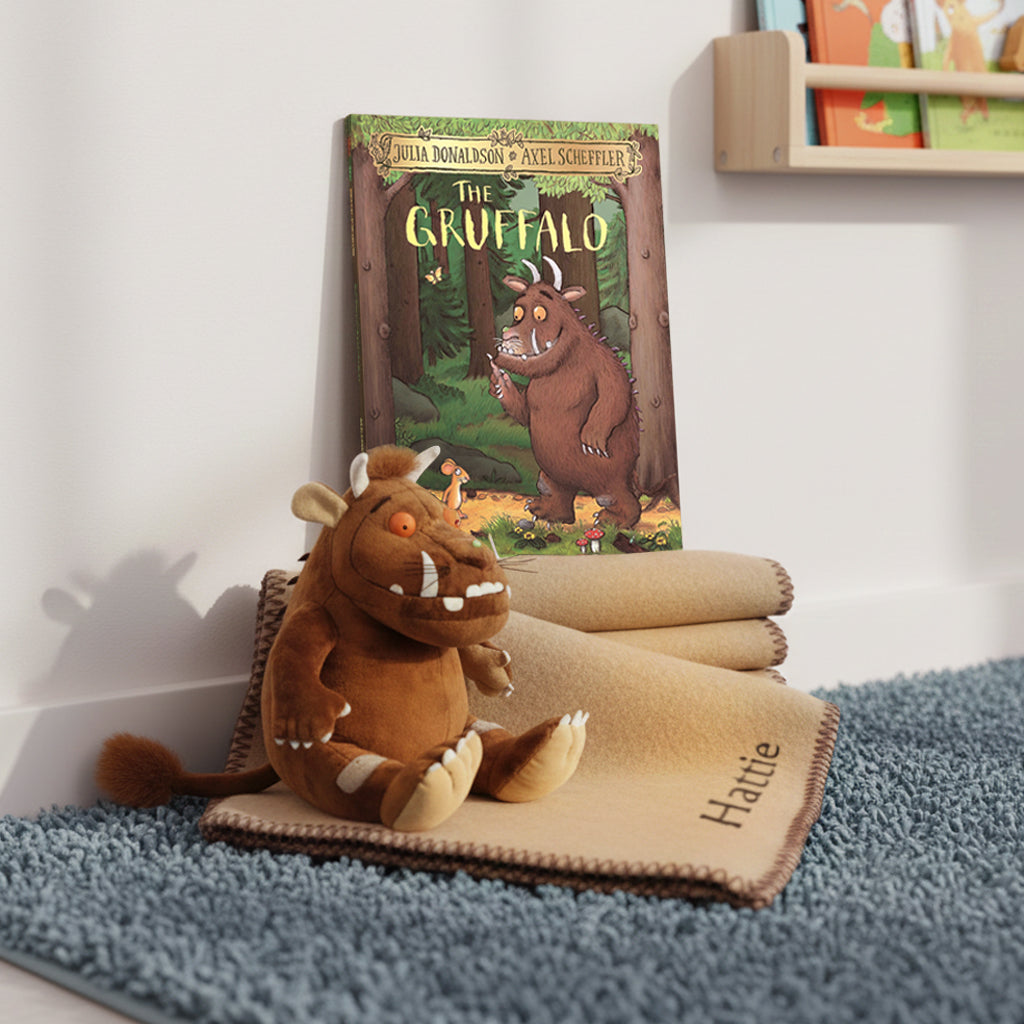 Gruffalo Soft Toy and Book with Personalised Fleece Blanket Toddler Gift Set