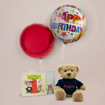 First Birthday Gift Set Wow Youre 1 Personalised Teddy Bear With Balloon
