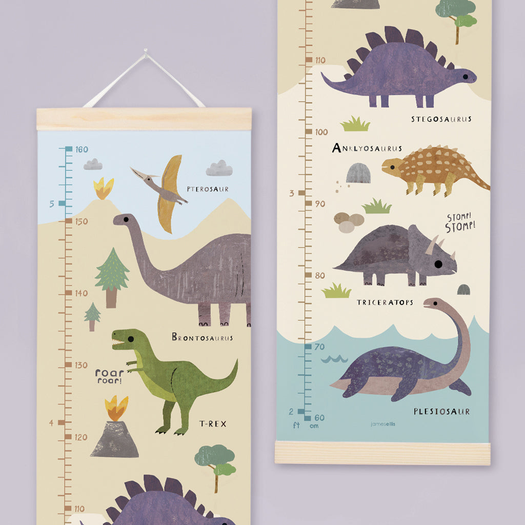 James Ellis Wooden Height Chart, Dinosaur