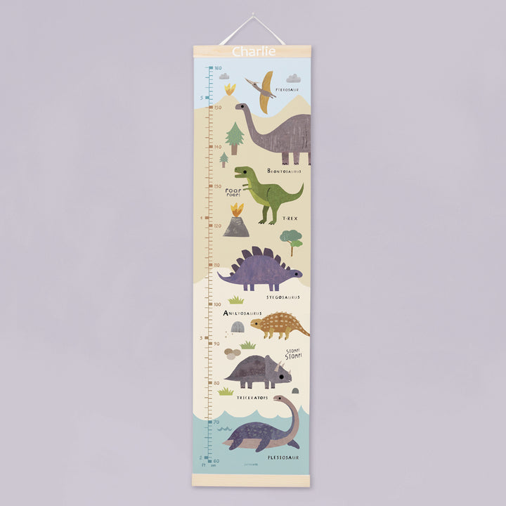 James Ellis Personalised Wooden Height Chart, Dinosaur