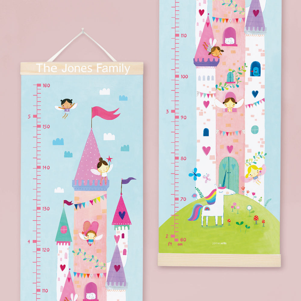 James Ellis Personalised Wooden Height Chart, Fairy Castle