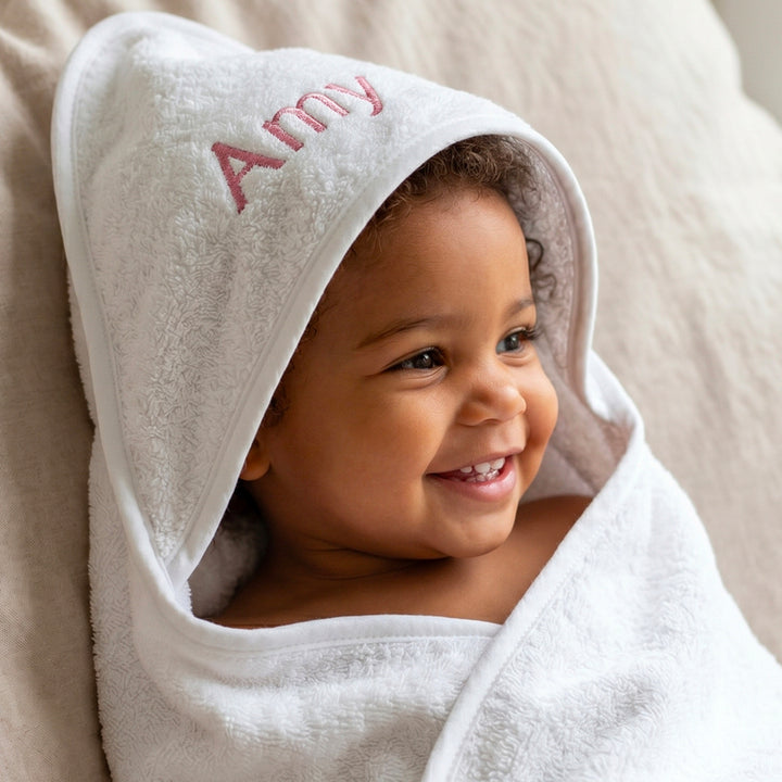 Personalised Hooded Towel Toddler Gift, Pink