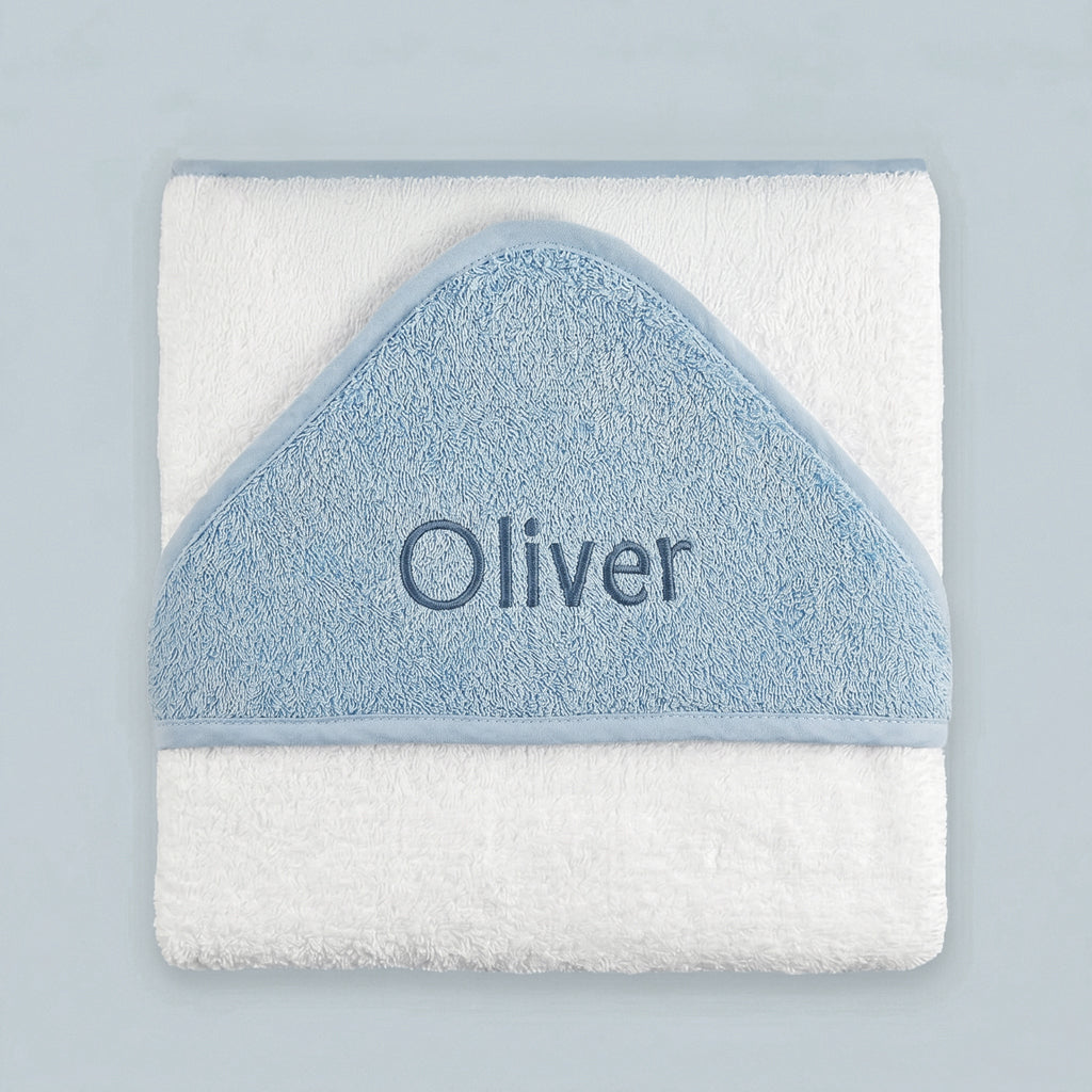 Personalised Hooded Baby Towel, Blue