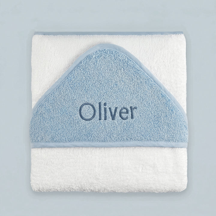 Personalised Hooded Towel, Blue 0-12 Months