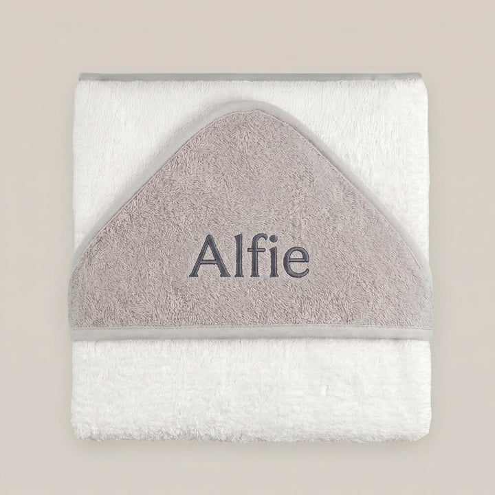 Personalised Baby Hooded Towel, Grey