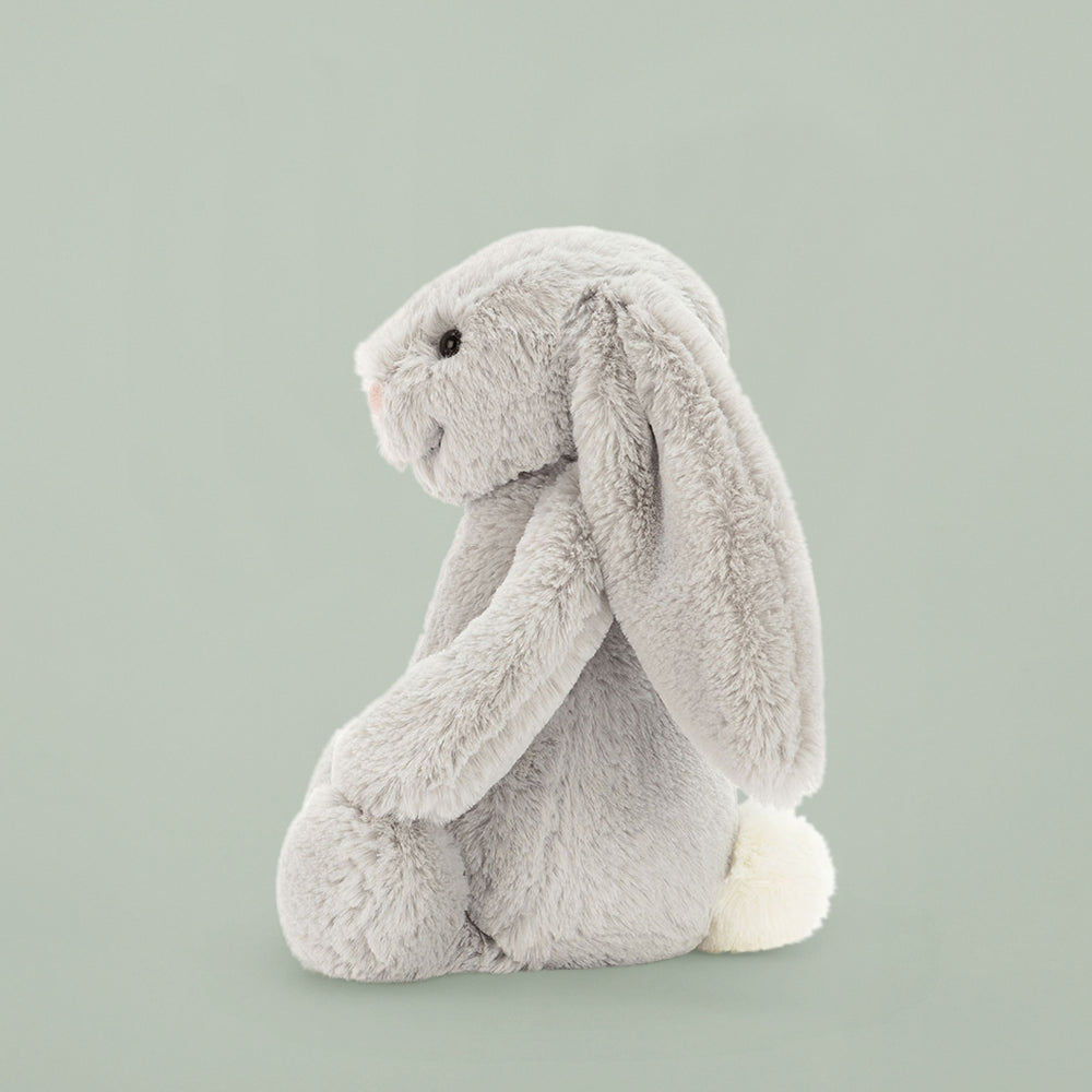 Jellycat Bashful Bunny Soft Toy, Silver, Side