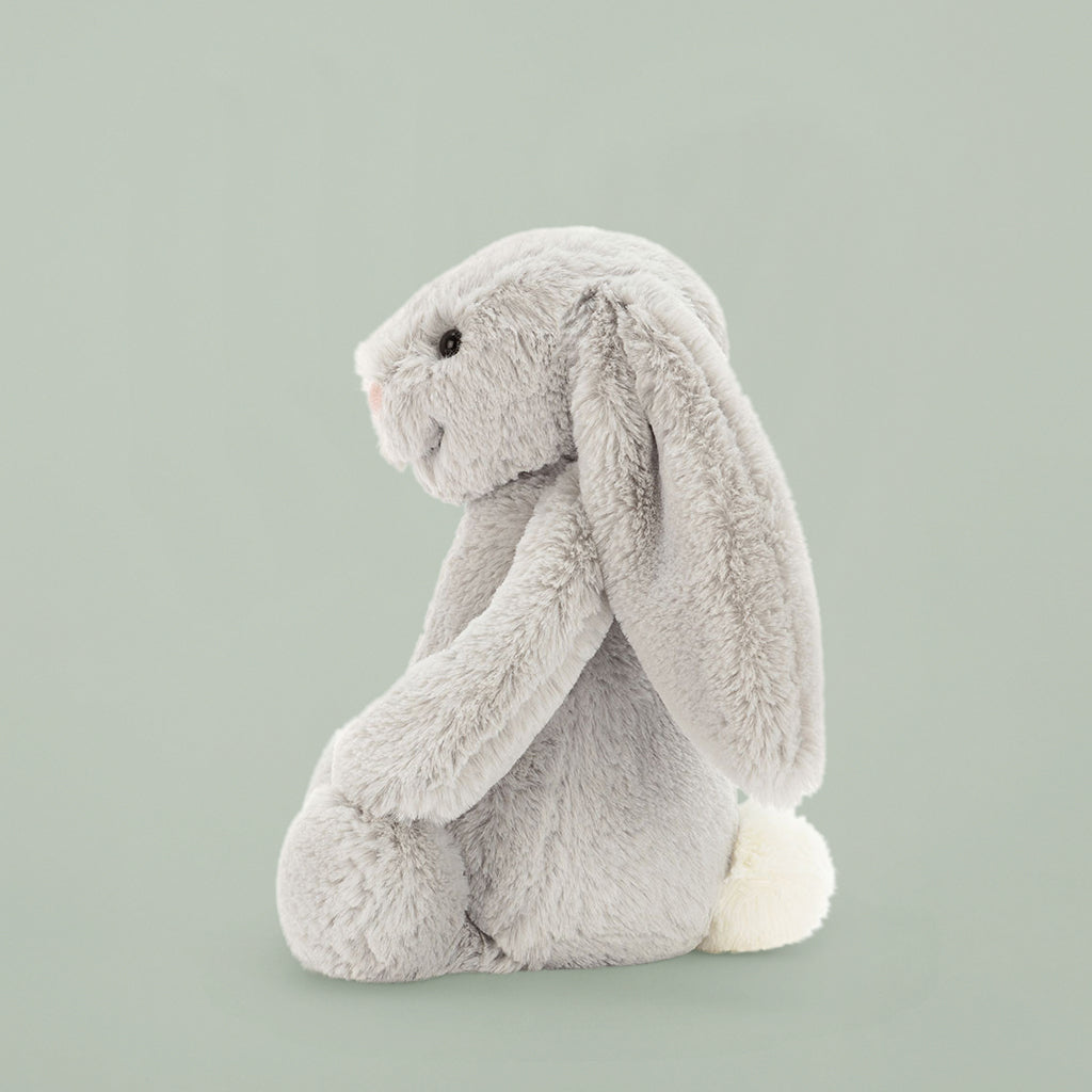 Jellycat Bashful Bunny Soft Toy, Silver, Side