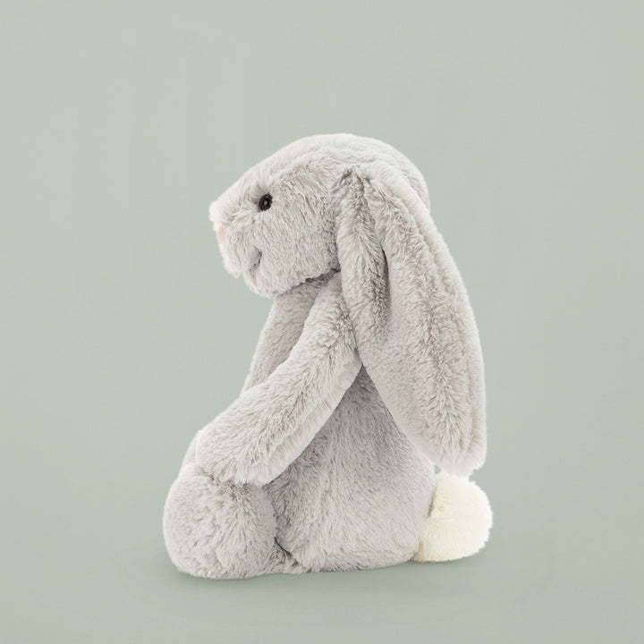 Jellycat Bashful Bunny Soft Toy, Silver, Side