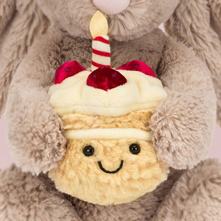 Jellycat Bashful Beige Bunny 'Birthday' Soft Toy, Close Up
