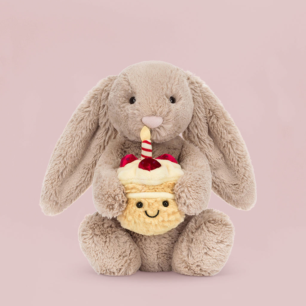 Jellycat Bashful Beige Bunny 'Birthday' Soft Toy
