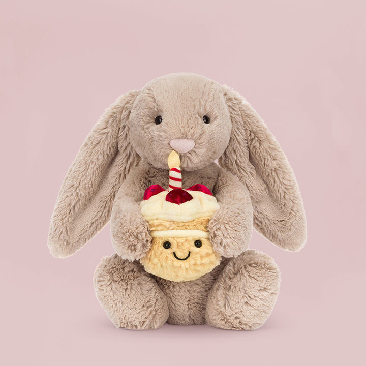Jellycat Bashful Beige Bunny 'Birthday' Soft Toy