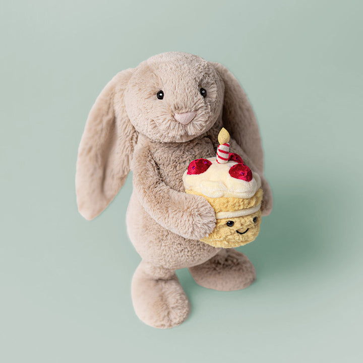 Jellycat Bashful Beige Bunny 'Birthday' Soft Toy