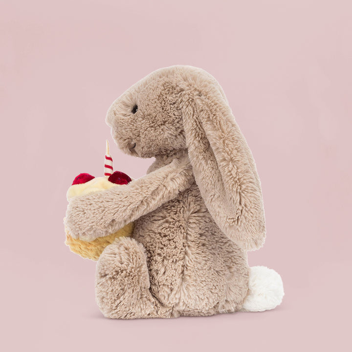 Jellycat Bashful Beige Bunny 'Birthday' Soft Toy