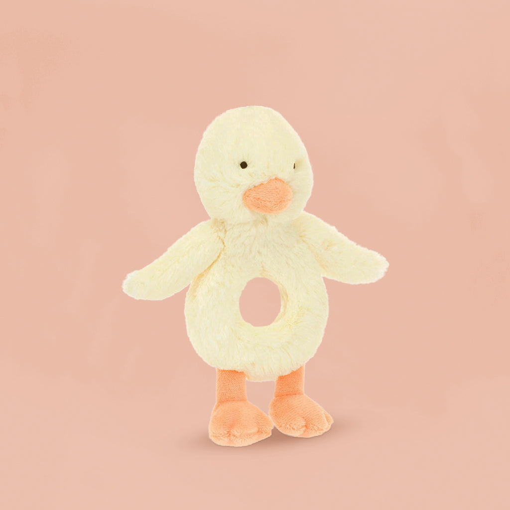 Jellycat Bashful Duckling Ring Rattle Baby Gift