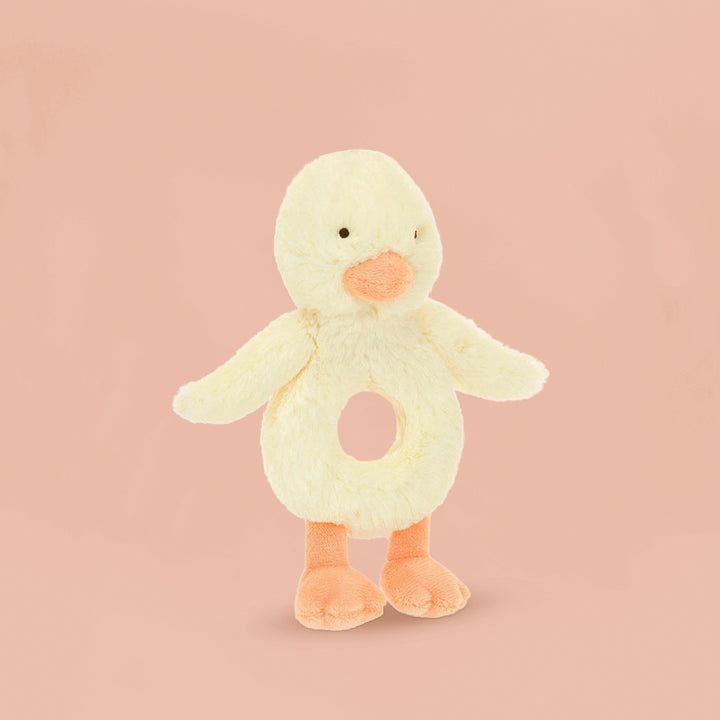 Jellycat Bashful Duckling Ring Rattle Baby Gift