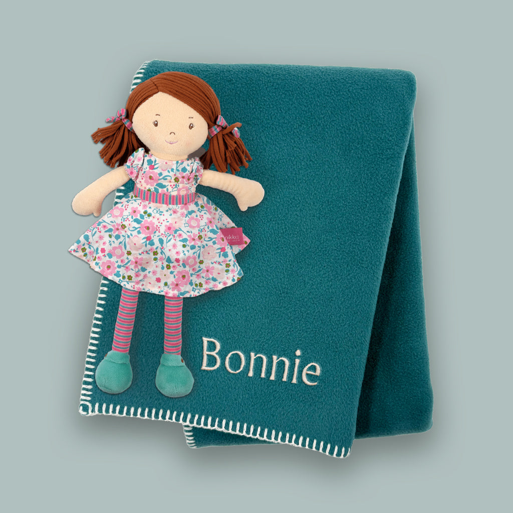 Personalised Fleece Blanket with Katy Rag Doll Gift Set
