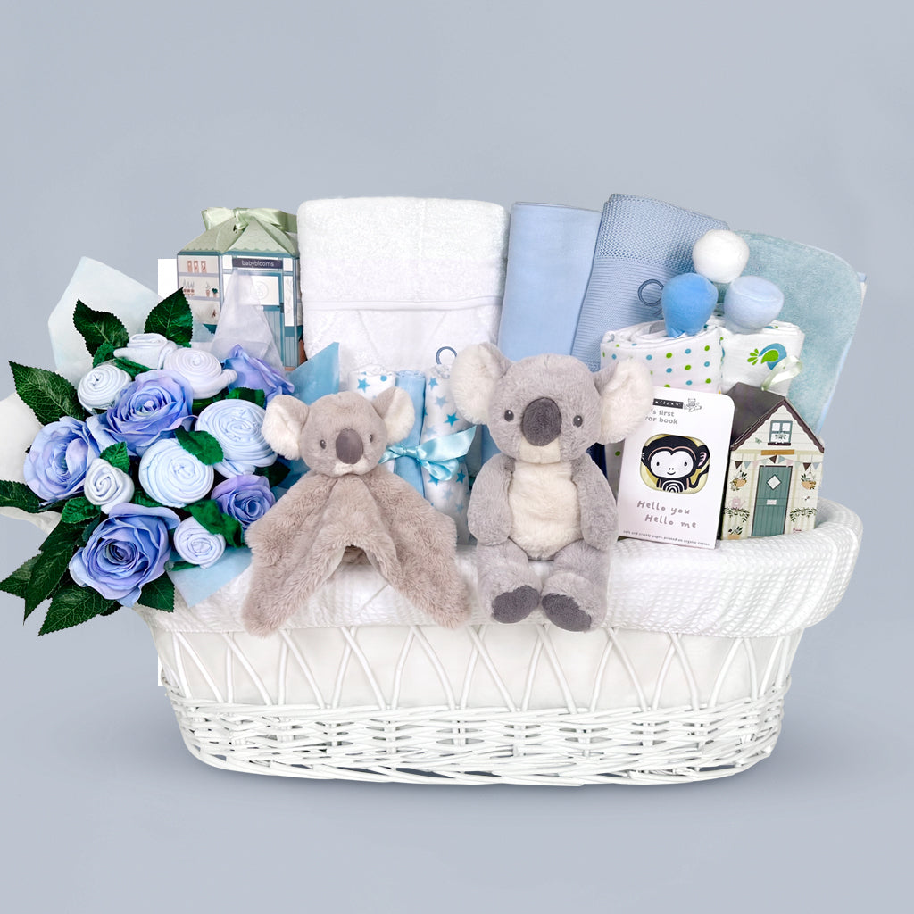 Personalised Kodi Koala Moses Basket Baby Hamper, Blue